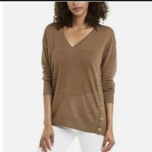 J. Crew V-neck Linen Blend Brown Sweater